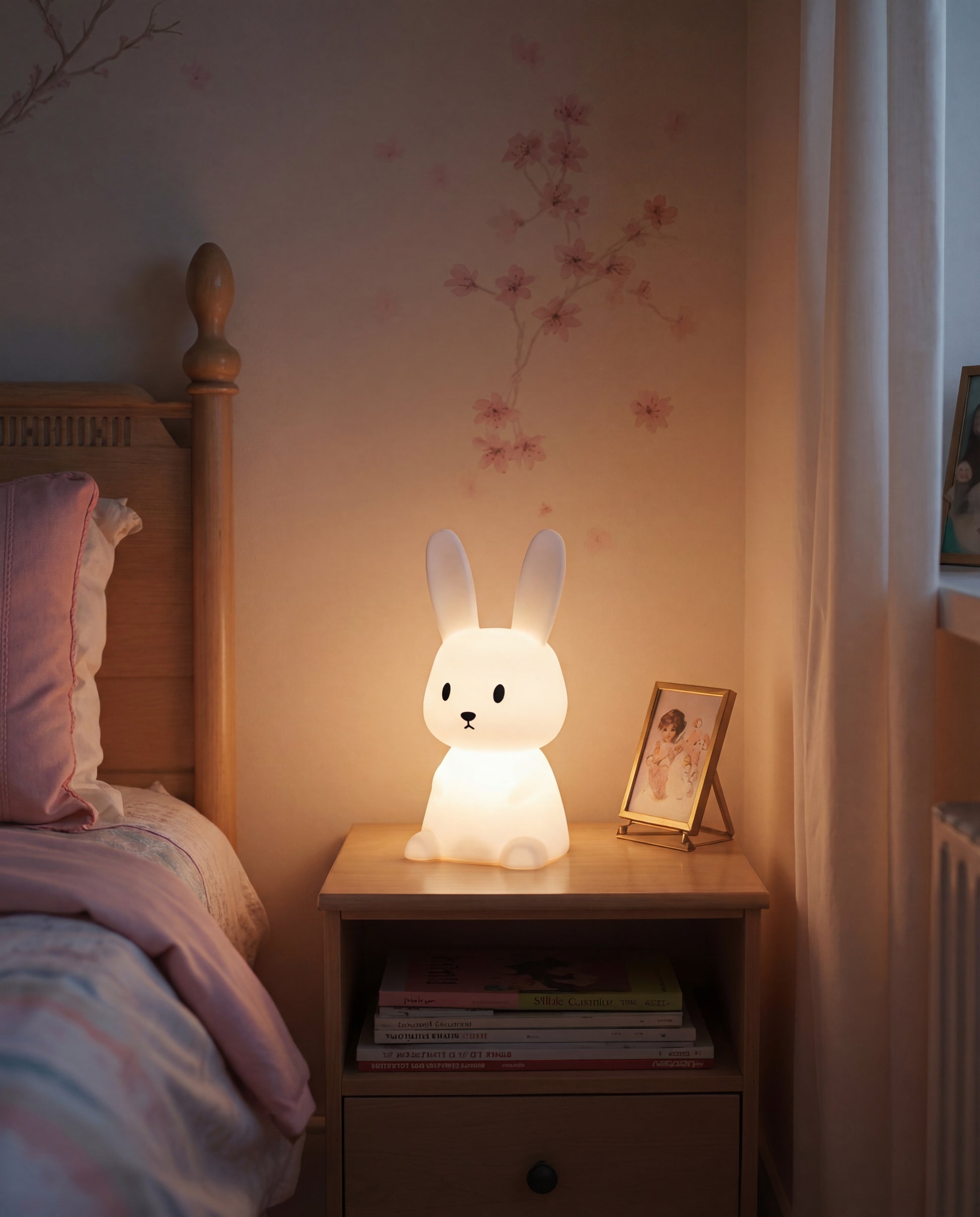 Bunny night light with soft LED glow for kids bedroom