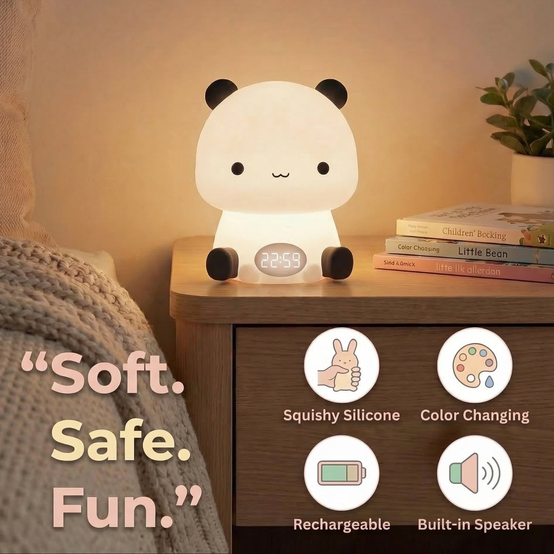 Night light used as nursery sleep lamp for baby and toddler